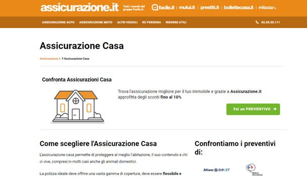 Assicurazione.it comparazione polizze casa
