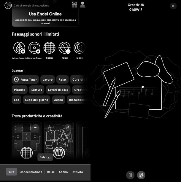schermate app Endel