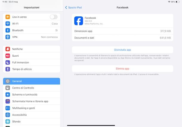 Eliminare app da Impostazioni iPad