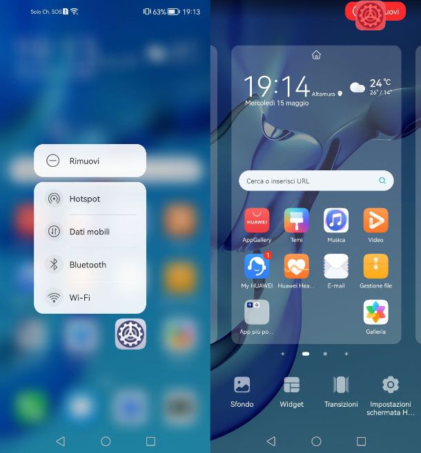Come eliminare icone dal desktop Huawei