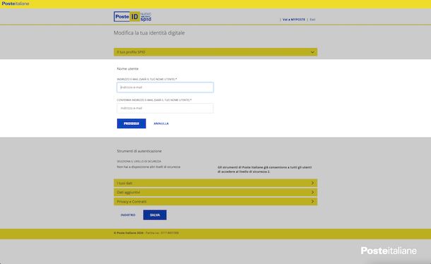 Cambiare email PosteID