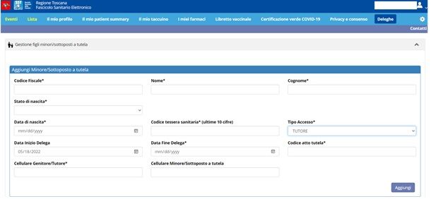 Il fascicolo sanitario elettronico della regione Toscana per la delega dei figli
