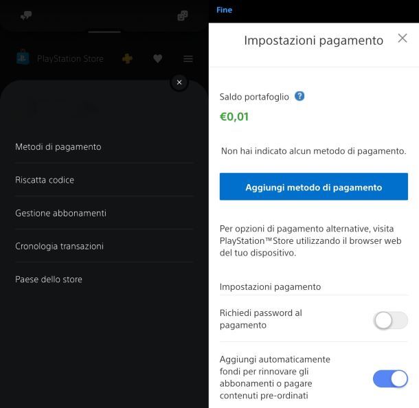 Come vedere portafoglio PS5 app