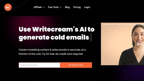 Writecream Migliori tool AI per scrivere