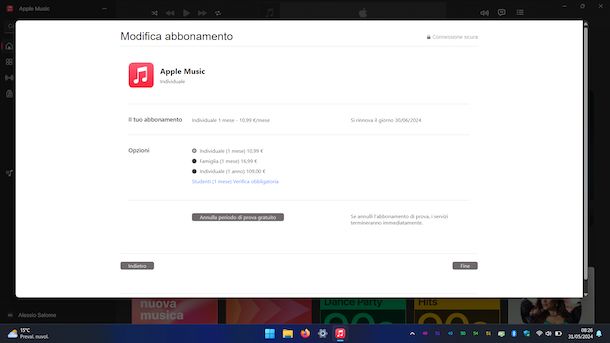 Abbonamento Apple Music PC Windows