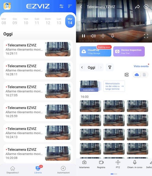 Avvisi e riprese Ezviz