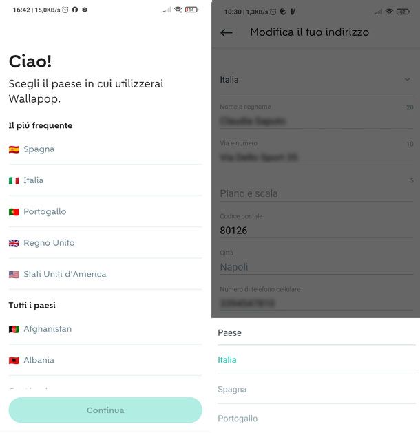 Paesi spedizione Wallapop