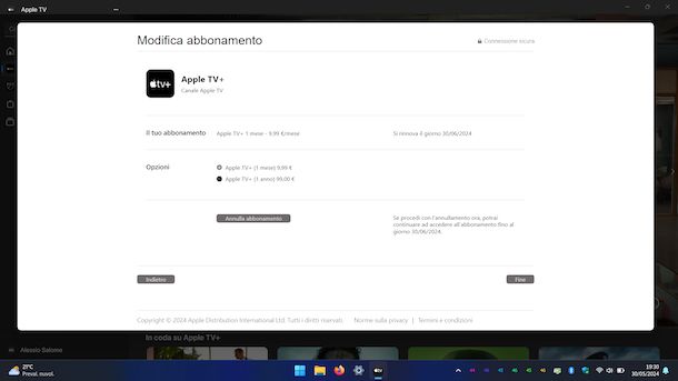 Abbonamento Apple TV PC Windows