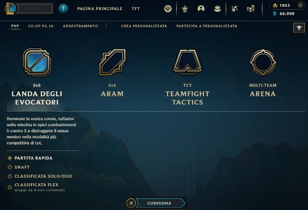 Modalità fisse League of legends