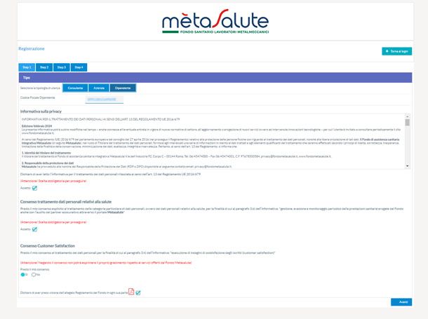 Registrazione mètaSalute