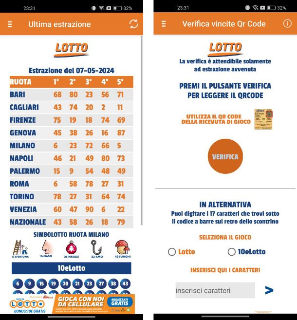 Estrazioni Lotto e 10eLotto