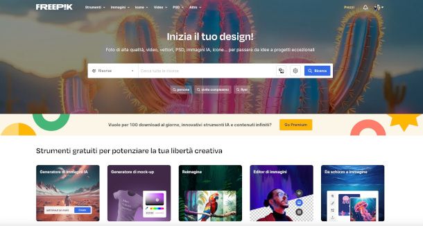 home page sito Freepik