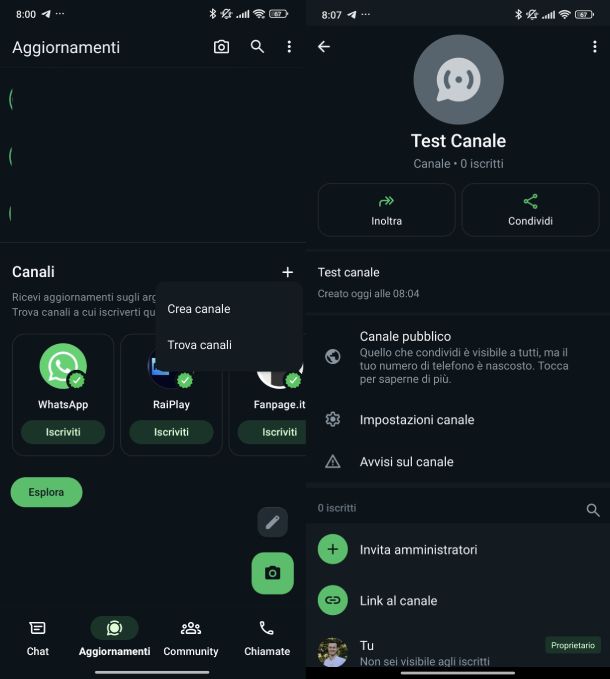 WhatsApp Canali Android