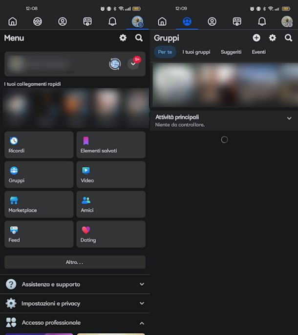 Controlla lista gruppi Facebook