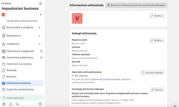 Eliminare Meta Business Suite