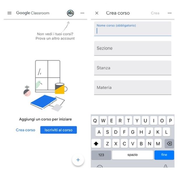 Google Classroom screen