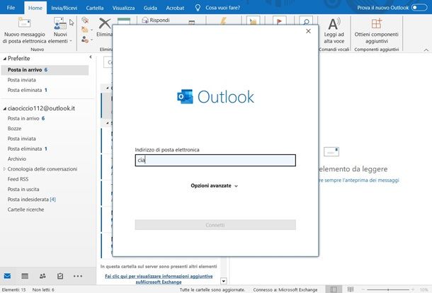 aggiungi account outlook programma w