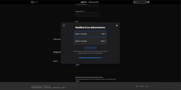 Abbonamento Apple TV sito Web