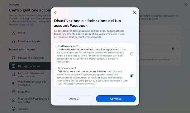 Eliminare Facebook dal computer