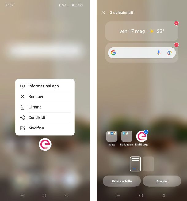 Come eliminare icone dal desktop OPPO