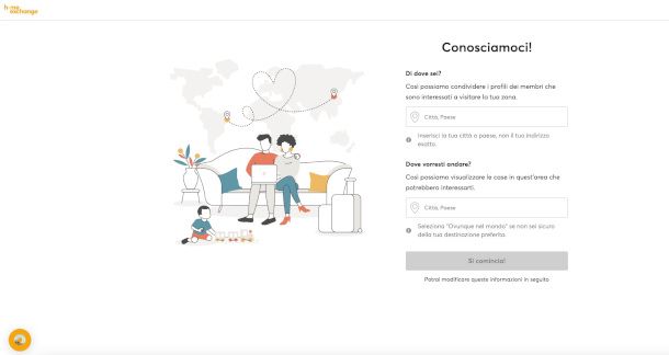registrazione da sito HomeExchange