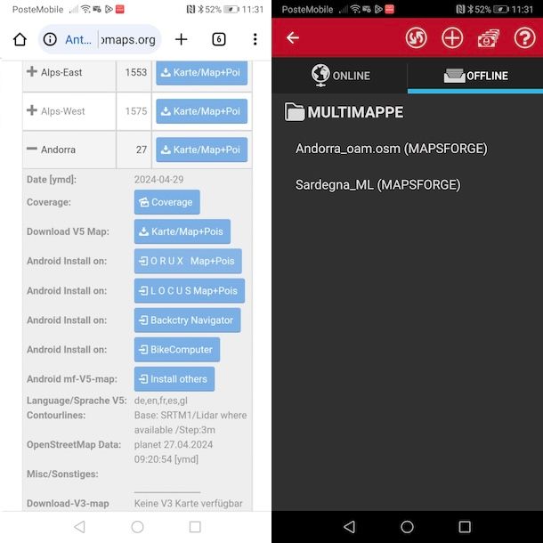 Mappe offline OruxMaps