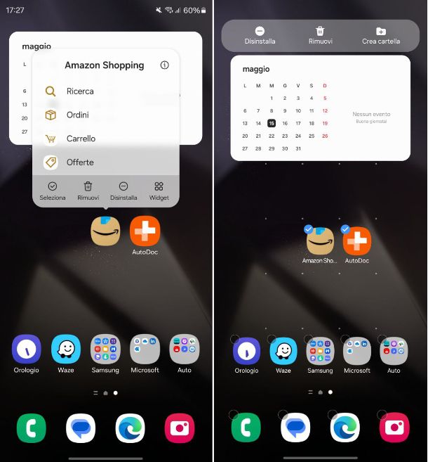 Come eliminare icone dal desktop Samsung