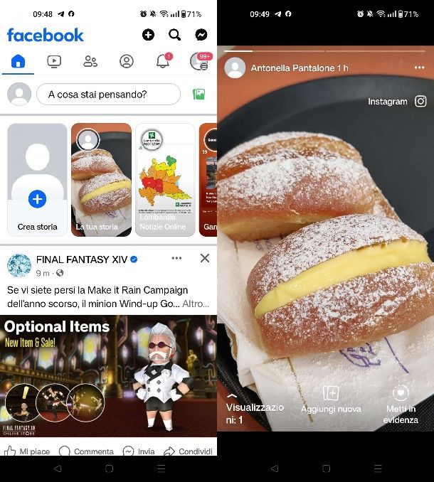 Storie FB app