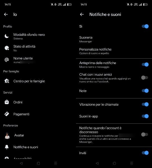 Come attivare notifiche Messenger