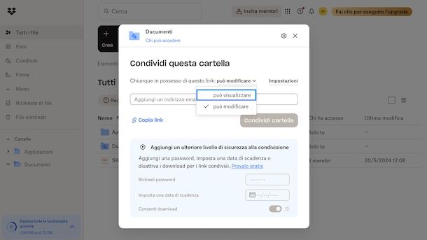 Condividere cartella Dropbox
