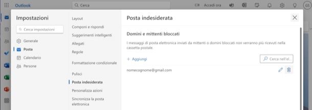 Sbloccare mittente su Outlook