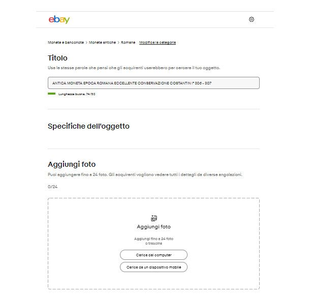 Vendere monete antiche su eBay