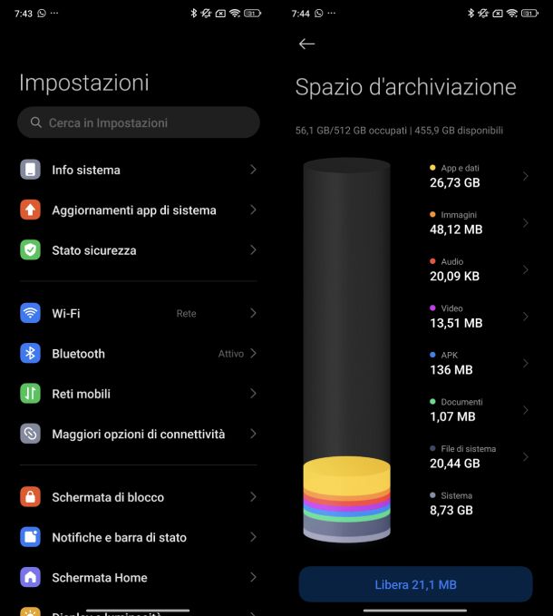 Impostazioni memoria interna POCO X6 Pro