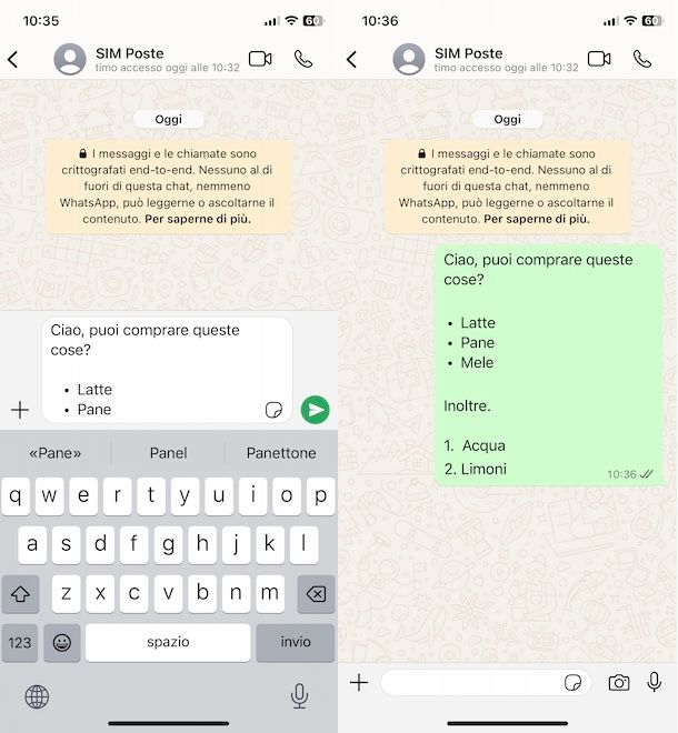 Elenco puntato su WhatsApp