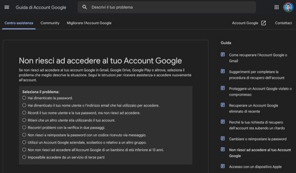Problemi account Google
