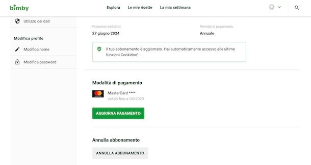 Annullare abbonamento Cookidoo