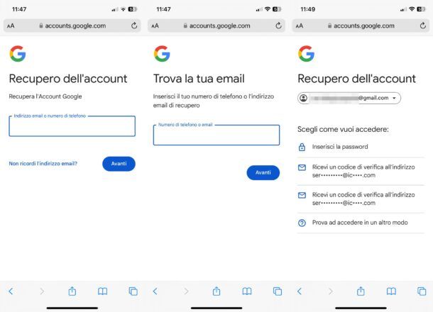 Recupero indirizzo Gmail