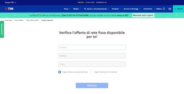Copertura fibra TIM