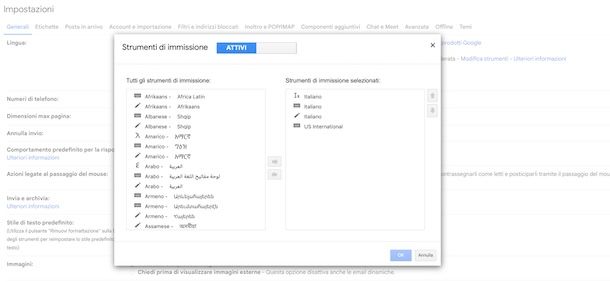Cambiare lingua scrittura su Gmail