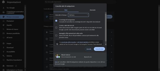 Google Chrome cronologia Windows