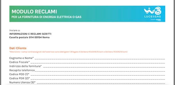 Reclami WINDTRE Luce e Gas