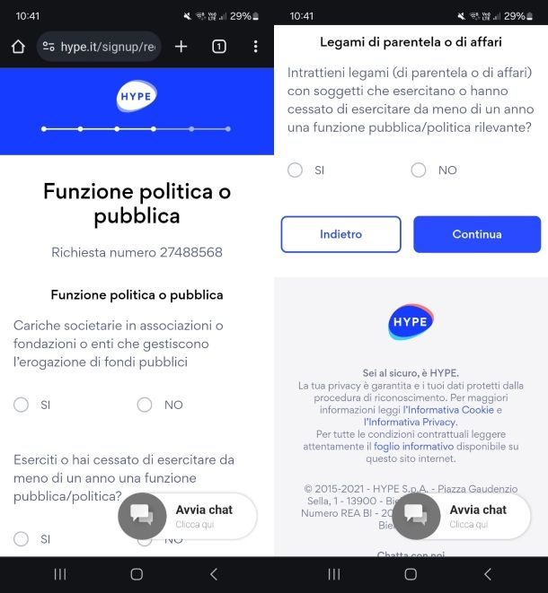Funzione politica o pubblica su HYPE