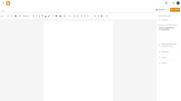 Nuovo post su Blogger