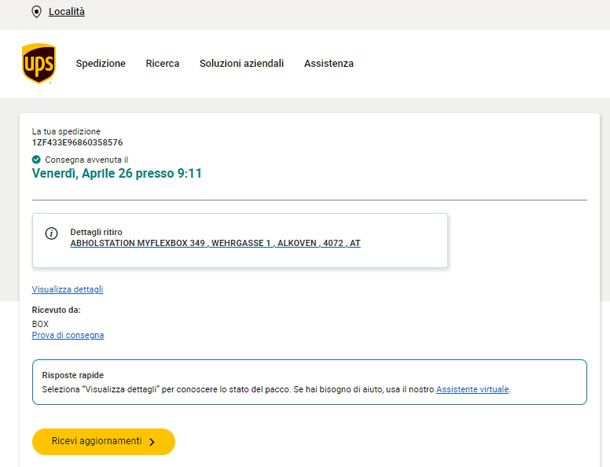 Rintracciare pacco estero con UPS