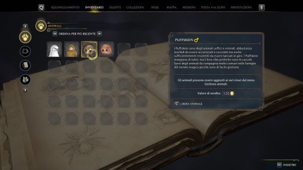 Come fare soldi su Hogwarts Legacy menu