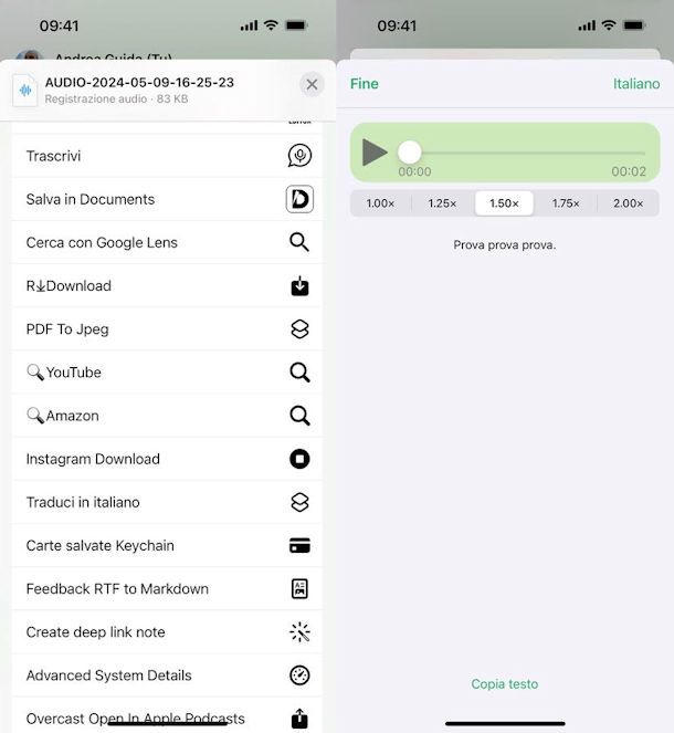 Trascrivere un audio WhatsApp iPhone