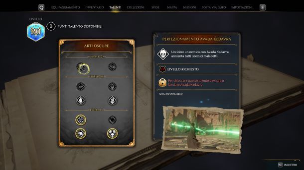 Migliori talenti Hogwarts Legacy Arti Oscure