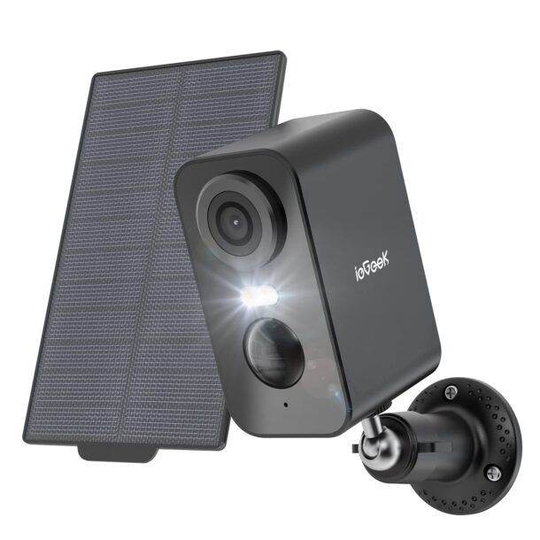 ANRAN [5MP FHD] Telecamera Wi-Fi Esterno Senza Fili, Telecamera a Batteria con Pannello Solare, Rilevazione di Movimento PIR, Audio a 2 Vie, Visione Notturna, Compatibile con Alexa, Q03-Max Bianco