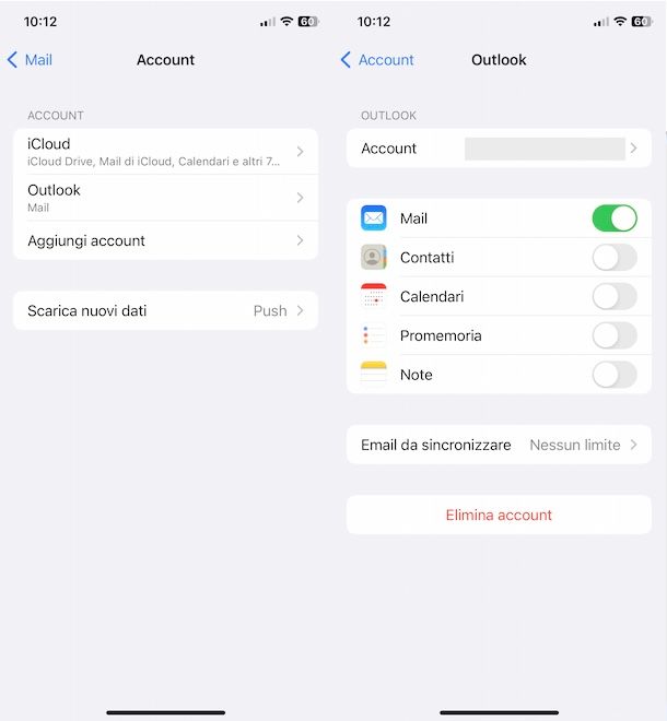 Eliminare indirizzo email da iPhone