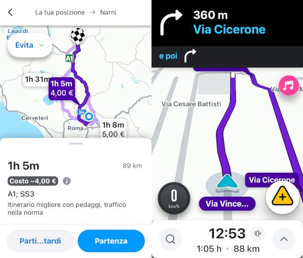 schermate app Waze
